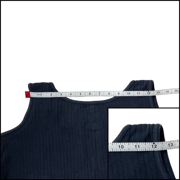 Ladies Blue Rib Summer Cropped Tank Top No Tags - See Measurements - Picture 5 of 8